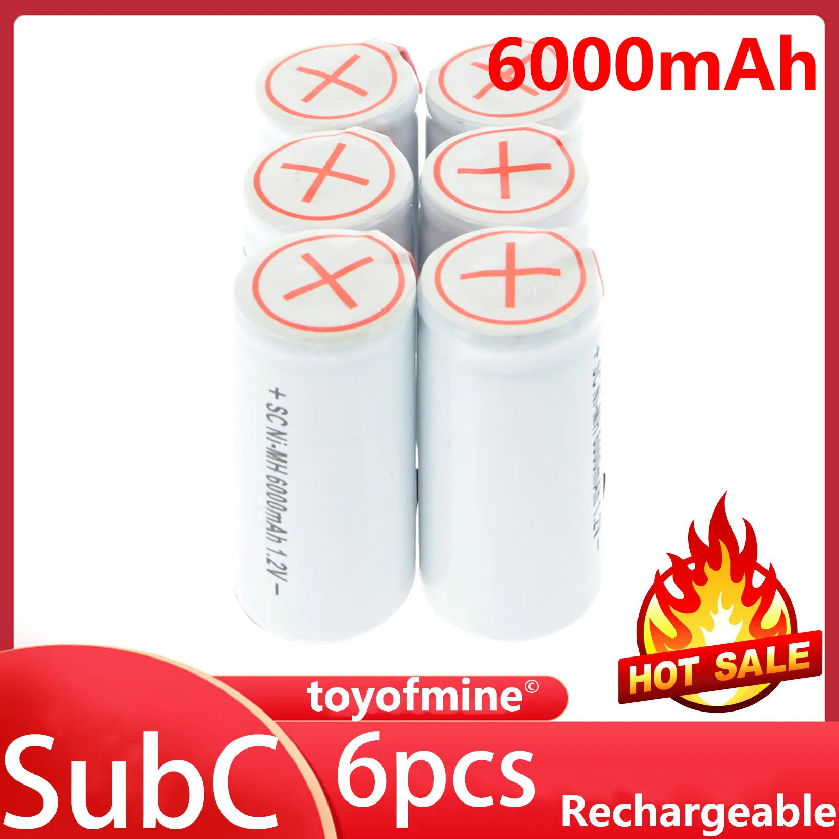 6x Sub C SubC 1 2 V Ni-MH белый цвет с Tab 6000mAh перезаряжаемая батарея | Электроника