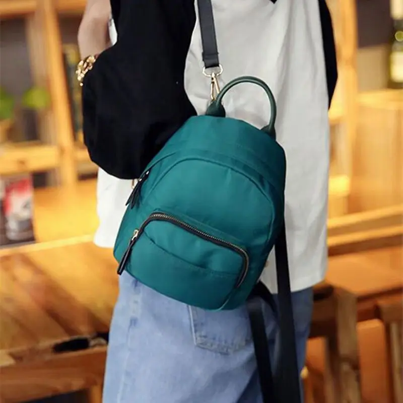 ABZC-Women Backpack Nylon Shoulder School Travel Bag Small Casual Backpack(Blue