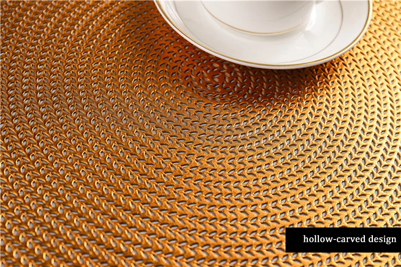 38CM Hotel Restaurant Round PVC Placemat Nordic Anti-scalding Insulation Table Mat Steak Pad (13)