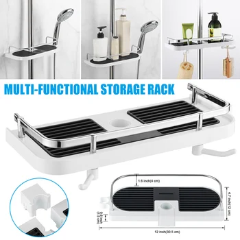 

Multifunctional Shower Lift Bar Storage Rack Punch-free Shower Rod Storage Tray TN99