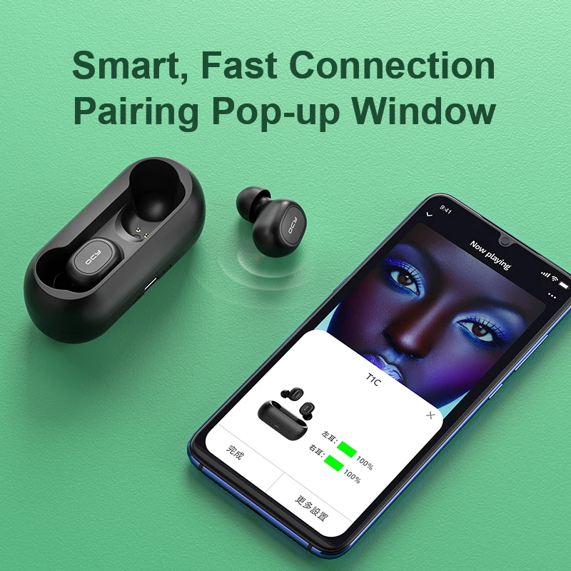 QCY QS1 T1C TWS Bluetooth V5.0 гарнитура спортивные беспроводные наушники 3D стерео мини в ухо