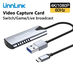 Unnlink – carte d'acquisition vidéo 4K, USB type c vers HDMI, compatible avec Switch, jeu PS4, caméra de Streaming en direct 