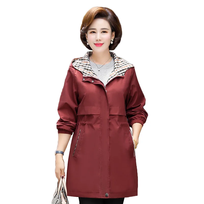 2020 nueva primavera Otoño de talla grande de las mujeres sueltas ropa con capucha Chaqueta de algodón Casual chaqueta rompevientos larga ropa femenina W1394