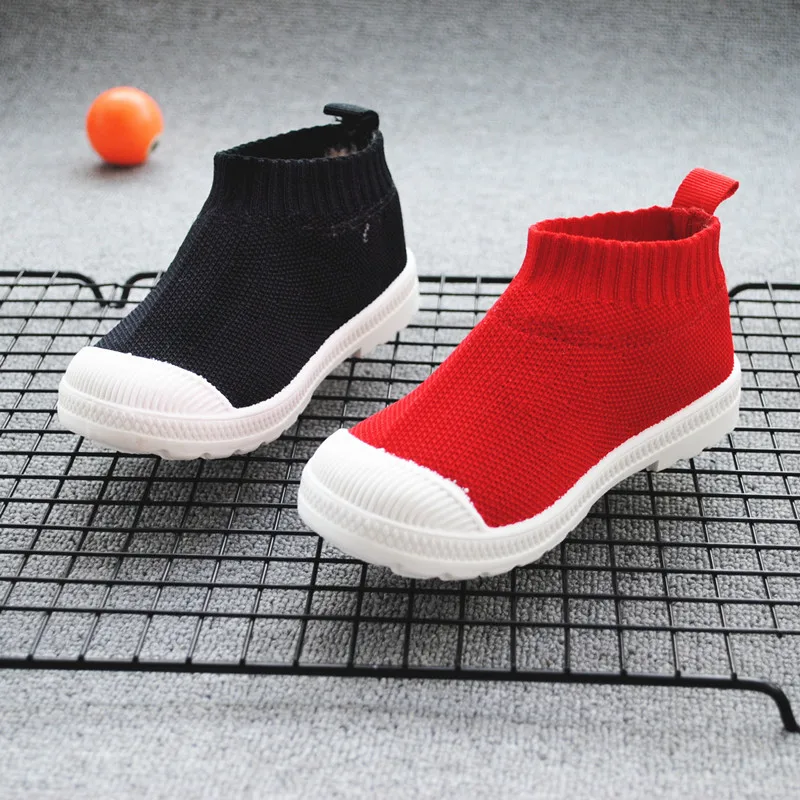

2019 Winter Children Fly Woven plus Velvet Short Boots Men And Women Baby Foot Covering Cotton-padded Shoes Casual Short Help Co