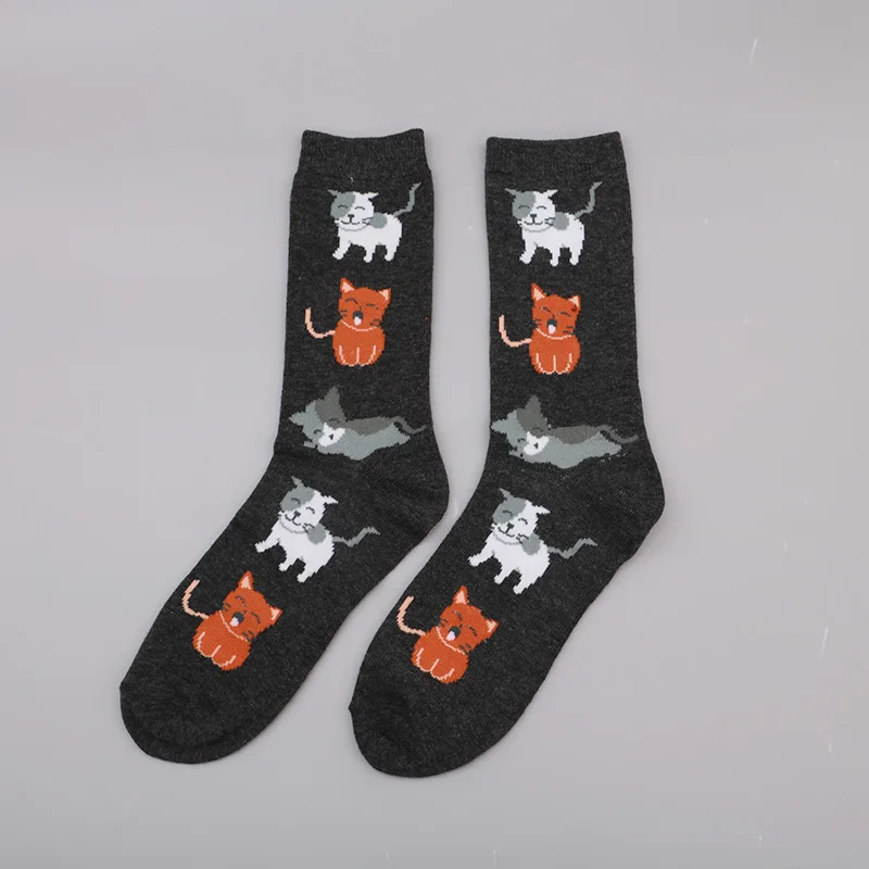 Хлопковые мягкие Sox красивые модные счастливые носки Пингвин собака кривая для мужчин забавные женские Девушки Искусство носки - Цвет: Слоновая кость