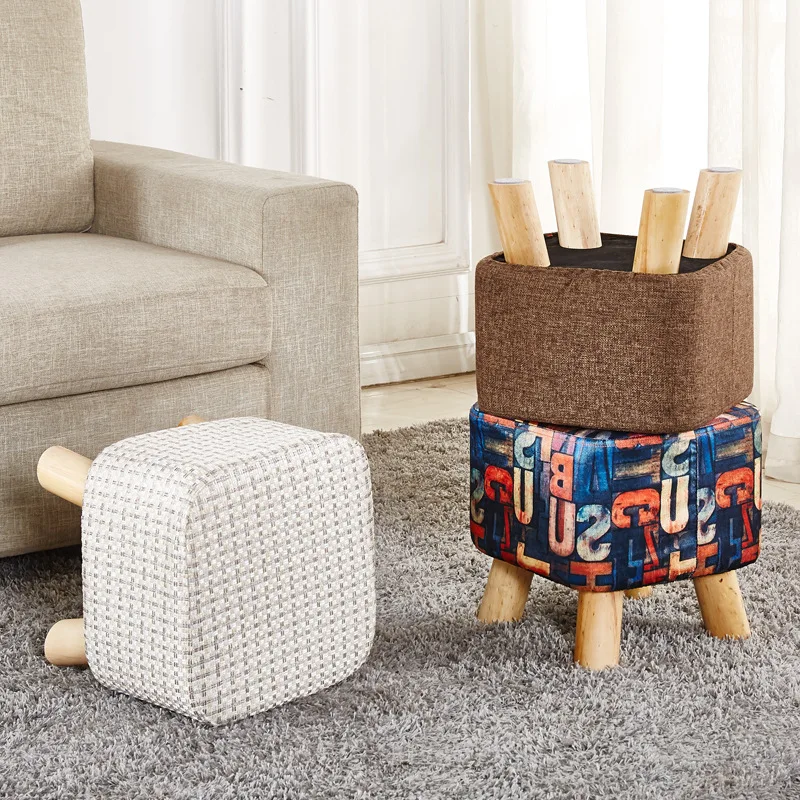 

Manufacturers Wholesale Solid Wood Footstool-Style Household Low Stool Washable Fabric Creative Sofa And Tea Table Stool