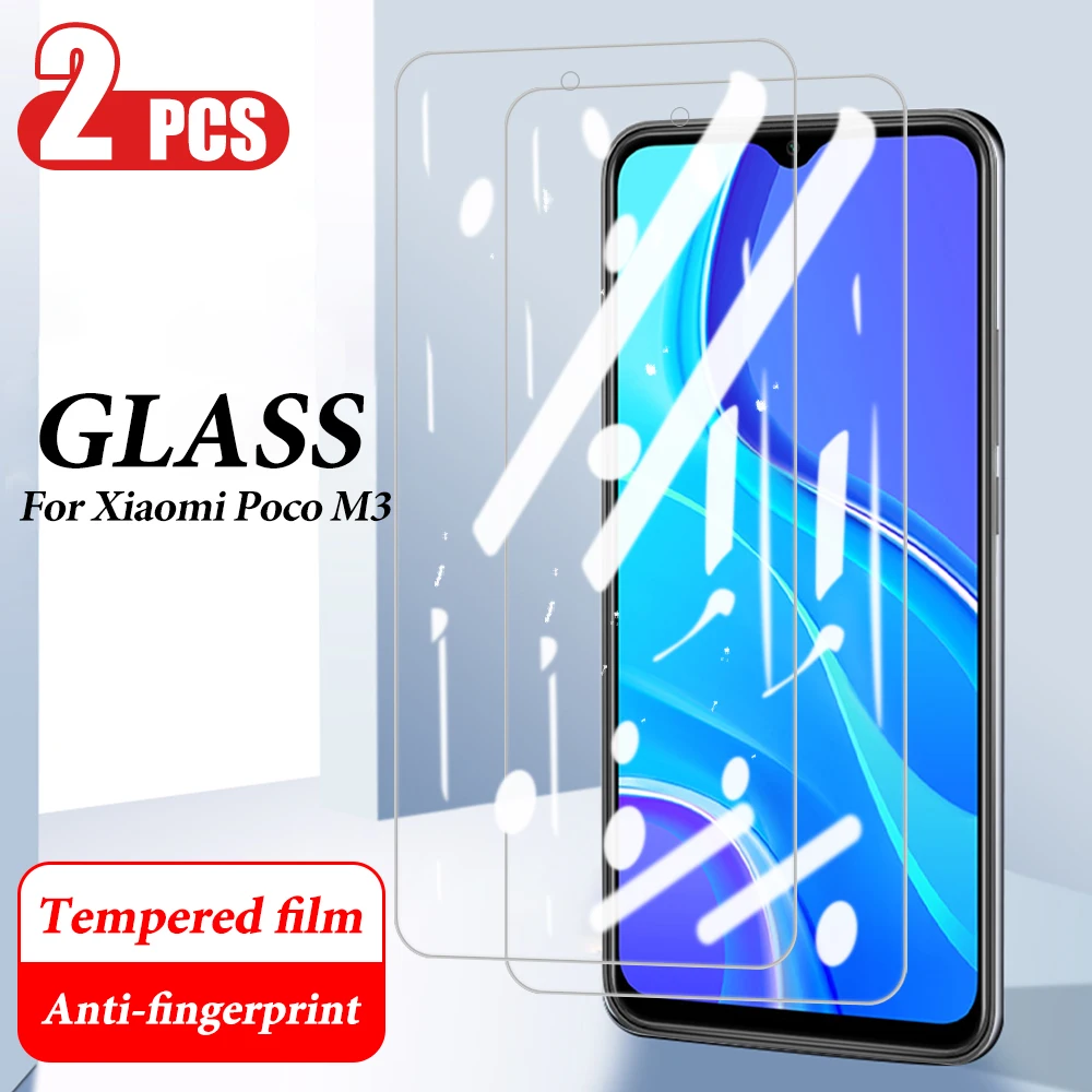 2PCS Tempered Glass For Xiaomi Poco M3 C3 X3 NFC Screen Protector for xiaomi poco m3 m2 full cover galss Film protection | Мобильные