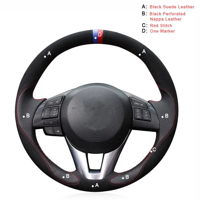 Suede and Nappa Автомобильная оплетка на руле для Mazda 3 Axela Mazda 6 Atenza Mazda 2 CX-3 CX-5 Scion iA DIY Авто оплетка крышки - Название цвета: Suede and Nappa