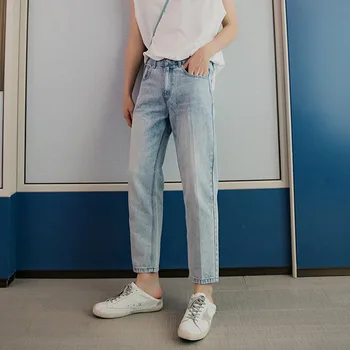 

EWQ / men's wear loose casual ankle-length pants for male 2020 spring new denim korean trousers vintage tide denim 9Y1960