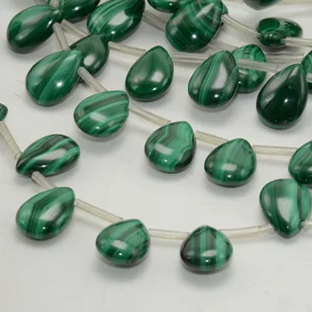 

Natural Good Quality Malachite Smooth Water Drop Beads 10x14mm / 27 Beads