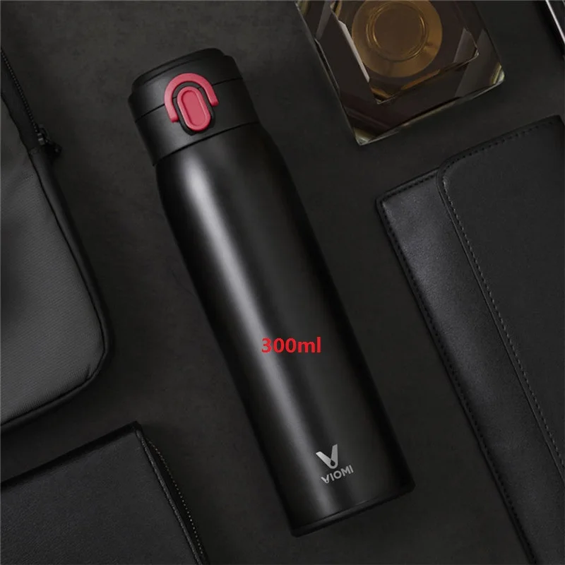 300ml black Xiaomi mi jia VIO mi вакуум из нержавеющей стали 24 часа колба вода «Умная» бутылка термос одной рукой - Цвет: 300ml black