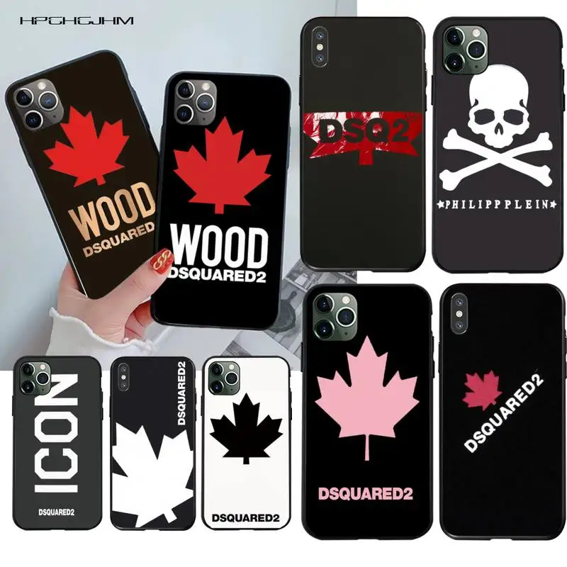 

HPCHCJHM Maple Leaf French Famous Brand Silicone Phone Case Cover for iPhone 11 pro XS MAX 8 7 6 6S Plus X 5S SE 2020 XR case