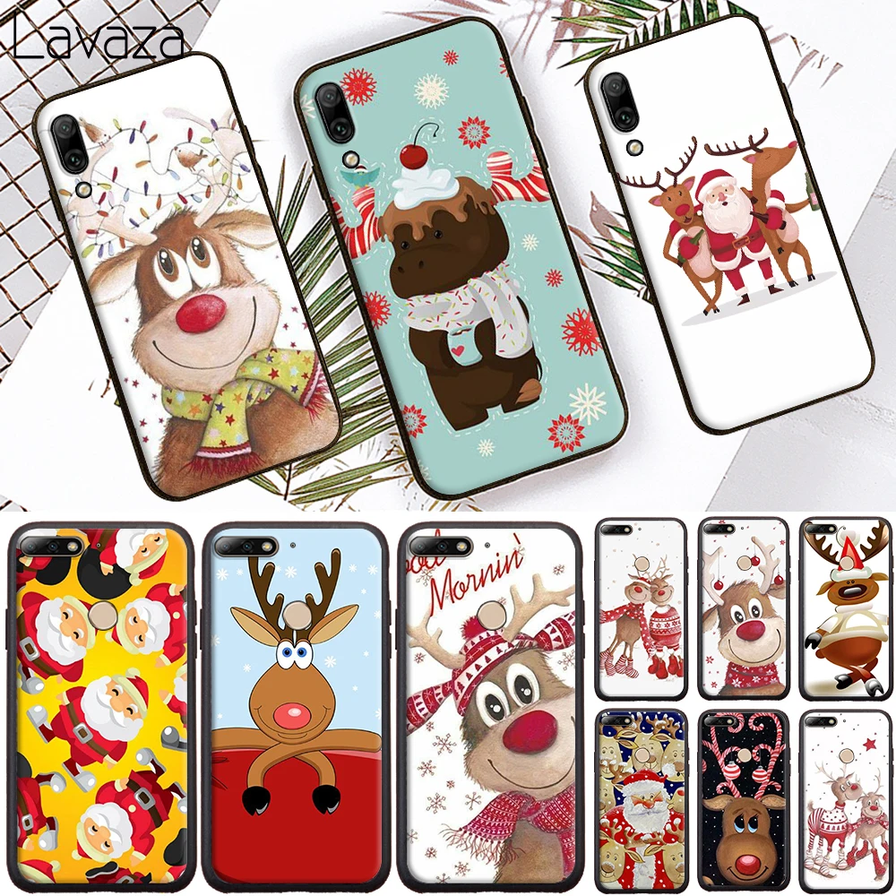 Christmas Cartoon Elk Soft Case for Huawei Honor 6A 7A 8A 20 Pro 7C 8C 7 8X 8 9 10 lite 20S Note10 View Cover |