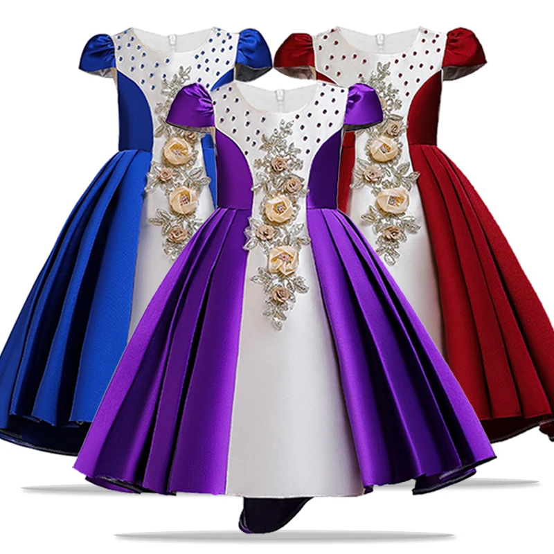 Новинка; детская одежда высокого качества для девочек; платье принцессы; свадебное платье с цветочным узором для девочек; Детские платья для девочек; вечернее платье