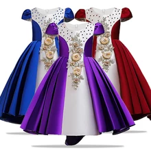 Новинка; детская одежда высокого качества для девочек; платье принцессы; свадебное платье с цветочным узором для девочек; Детские платья для девочек; вечернее платье