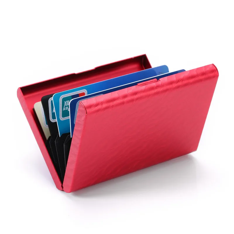 BISI GORO New Wallet for Men and Women Metal Plastic Card Holder Travel Wallet Passport Holder Document Organizer Wholesale - Цвет: KM-B Red