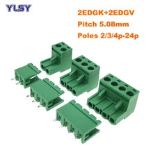 

100Pcs Pitch 5.08mm 2P 3P 4P Screw Plug-in PCB Terminal Block 2EDGK 2EDGV Open Straight Pin Male/Female Pluggable Connector 15A
