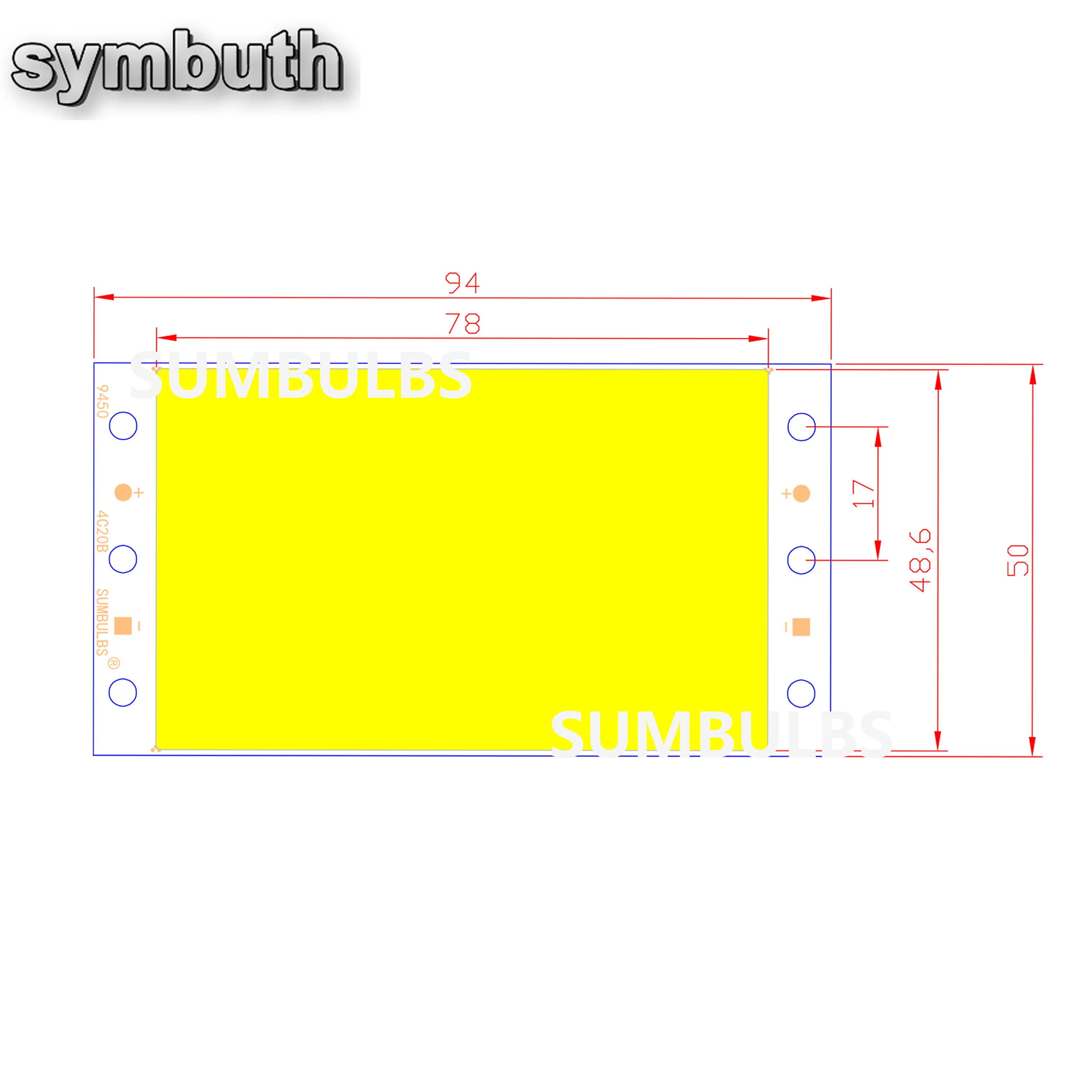 DC 12V 16W 94x50mm COB LED 패널 광원 칩 온보드 LED 스트립 매트릭스 램프 DIY 하우스 조명 발광 다이오드, DC 12V 16W