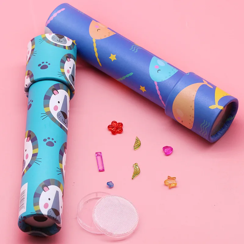 New Style Children'S Educational Toy Wholesale Plastic Rotating Christmas Kaleidoscope Cartoon Paper Polygon Prism Temple Fair S