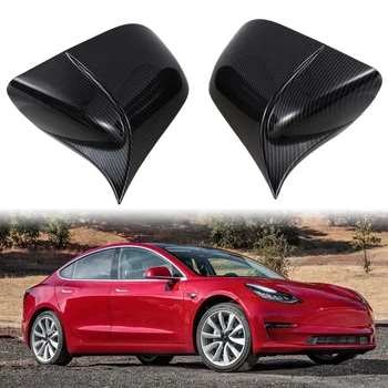 

Car Carbon Fiber Style Rear View Mirror Cover Molding Trim for Tesla Model 3 2017-2020