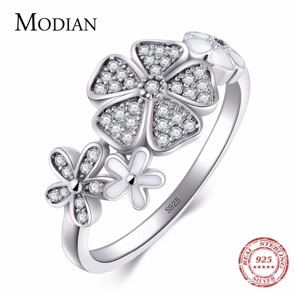 

Modian Soild 925 sterling Silver Flower Ring Fashion Daisy Cherry Finger Silver Rings Engagement Wedding Jewelry for women