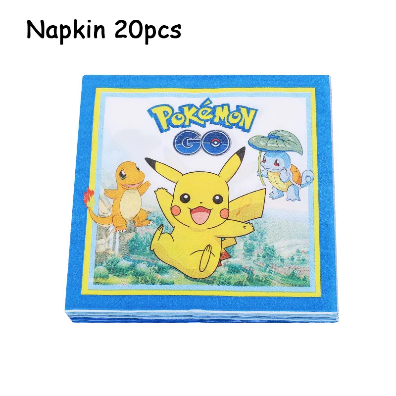 Napkin 20pcs Pokemon Go Пикачу принадлежности для тематической вечеринки посуда тарелка воздушные шары салфетка чашка для детского душа вечерние украшения для дня рождения - Цвет: Napkin 20pcs