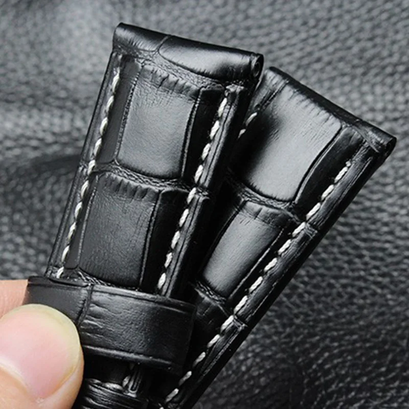 shengmeirui Leather watch band 20mm22mm24mm26mm brown black FOR Panerai Strap Replacement Steel Buckle