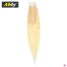 Ably, блонд, 613 человеческие волосы, бразильские прямые волосы, 2x6, кружевная застежка, глубокая часть, волосы remy, 10 шт./партия