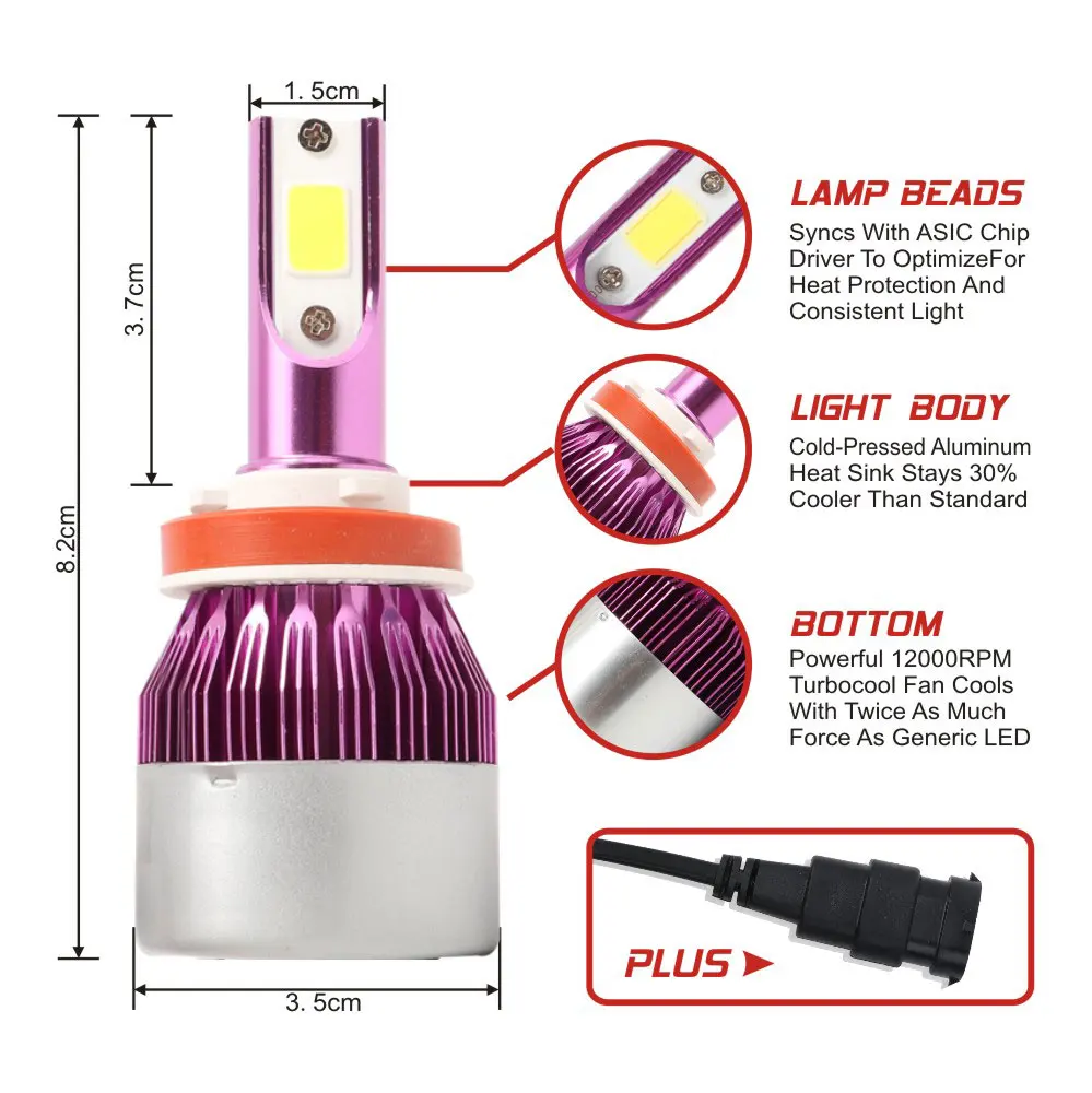 DDAI C6 led h7 canbus Светильник лампы h4 h11 hb4 hb3 h1 светодиоды ночной глаз высокий и низкий светильник авто лампы cob 12 в автомобильный головной светильник