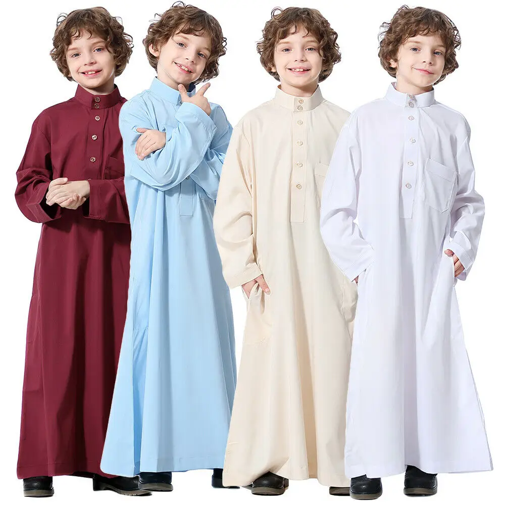 Мусульманская одежда для мальчиков Jubba Thobe Thawb кафтан мусульманская абайя молитва