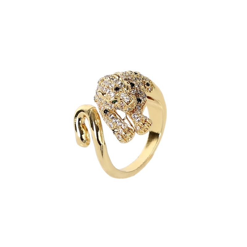 Cubic Zirconia Leopard Head Inlaid Women Rings Hip Hop Animal Group Party Punk Finger Ring Jewelry Personality Fashion Gift | Украшения и