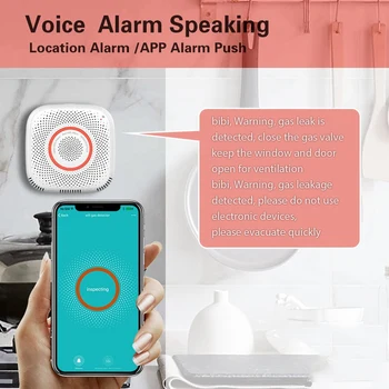 

Tuya Wifi Gas Leak Detector Fire Security Alarm Safety Smart Home Leakage Lpg Sensor Combustible EU Plug