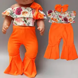 18 дюймов куклы девушки одежда платье на одно плечо клеш с низкой посадкой; для девочек и мальчиков; сезон осень-зима новинка для