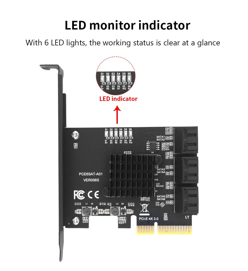 TISHRIC PCI-E SATA Controller Expansion Card - 6/8/10 Ports, ASM1166, PCI SATA3.0 Adapter Description Image.This Product Can Be Found With The Tag Names Adapter, Asm1166 6 ports, Asm1166 sata controller, Expansion card, Pci sata ide controller card
