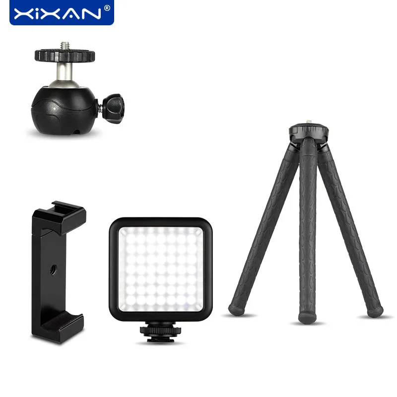 

Phone Tripod Clip Hot Shoe Holder LED Fill Light Selfie Stick Gimbal Bracket Camera Frame Universal Live Vlog Fixed Base Stand