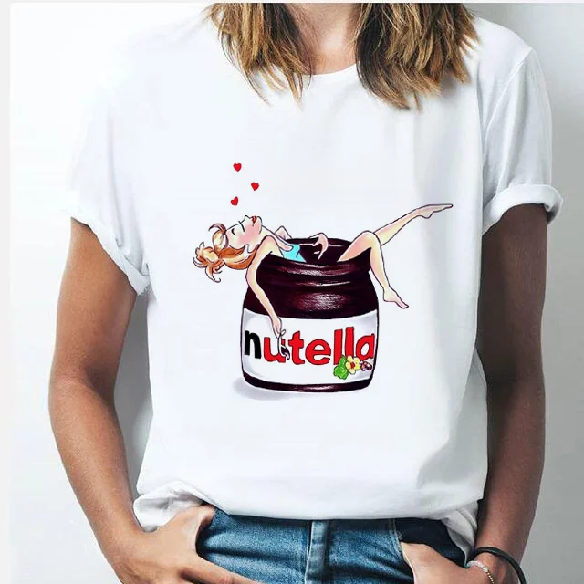 Женская футболка с принтом nutella Kawaii в стиле 90 х Harajuku Ullzang модная графическим милая