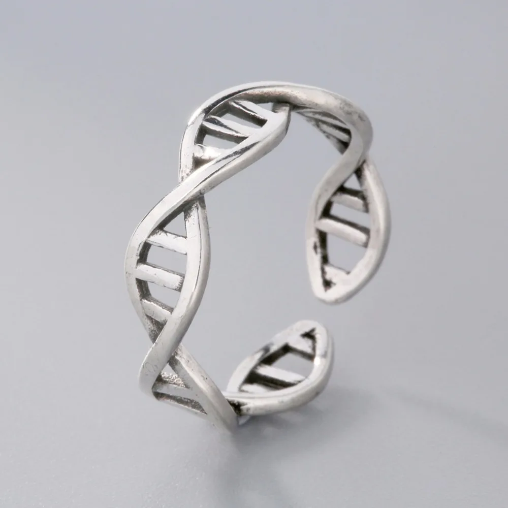 Научная химия старинное Серебряное Кольцо женское молекула DNA Infinity открытые Регулируемые кольца модные ювелирные изделия подарок на день рождения