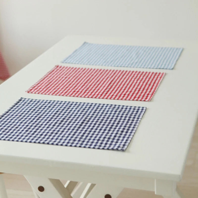  6Pcs Cotton Grid Table Napkin Cloth Kitchen Towel Washable Placemat Handkerchief Tea Towel Dinner P