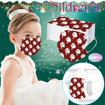 

Mascarilla 100pcs Kids Mask Children's Masks Christmas 3-layer Disposable Printing Face Mask For Kids Mouth Caps Disposable