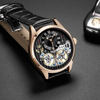 

Top Luxury Brand Double Tourbillon Men's Watch Automatic Mechanical Quality Watches Mens Waterproof Men Watch Leather male 2019