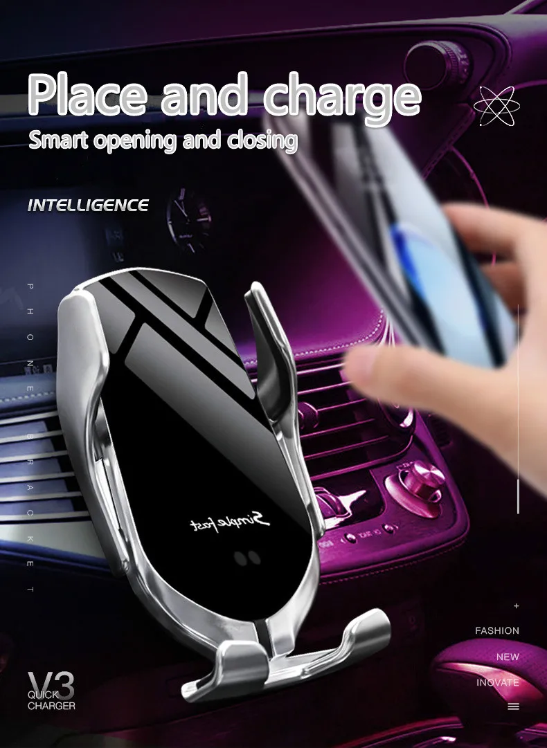 10 Вт Qi Беспроводное Автомобильное зарядное устройство для iPhone samsung автомобильное беспроводное зарядное устройство интеллектуальная инфракрасная быстрая Беспроводная зарядка с держателем