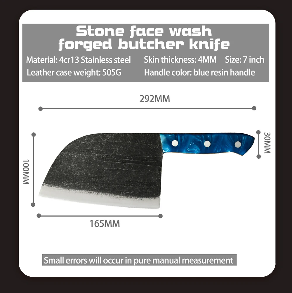4cr13蓝色树脂柄石洗面7寸锻打屠夫刀详情 (10)
