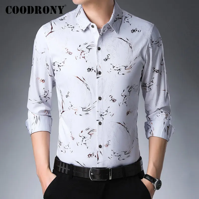 White Бренд COODRONY, мужские рубашки с длинным рукавом, хлопковая Мужская рубашка, осенние мужские повседневные рубашки, уличная мода, дизайн, Camisa Masculina 96069 - Color: White