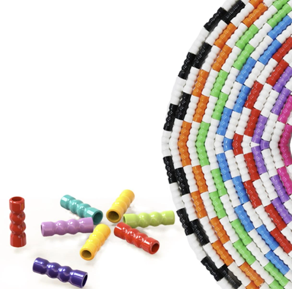 DIY jump rope beaded colorful beads SOFT BENDABLE PVC 2CM TUBE BEAD BEADING material spart parts