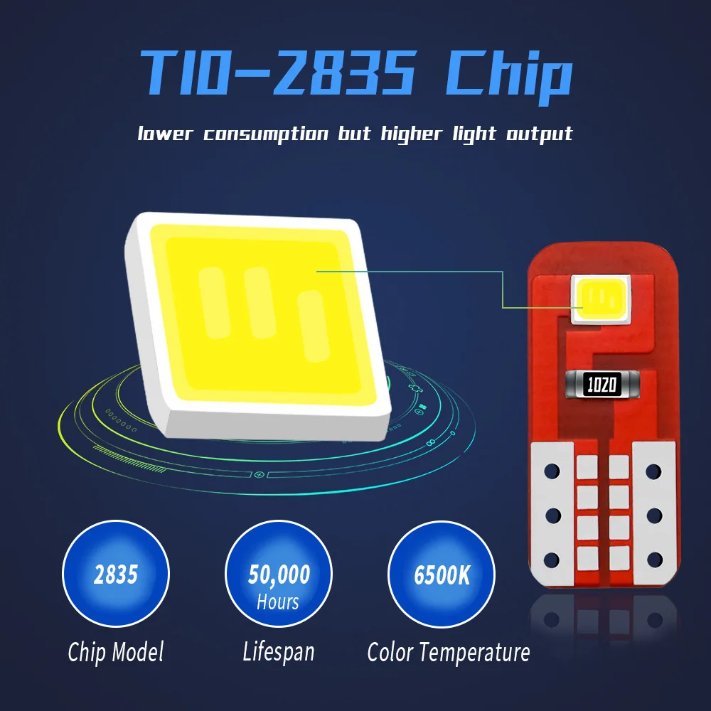 Светодиодный светильник для чтения автомобиля T10 2835 3W индикатор E1 2SMD 6500K DC12V