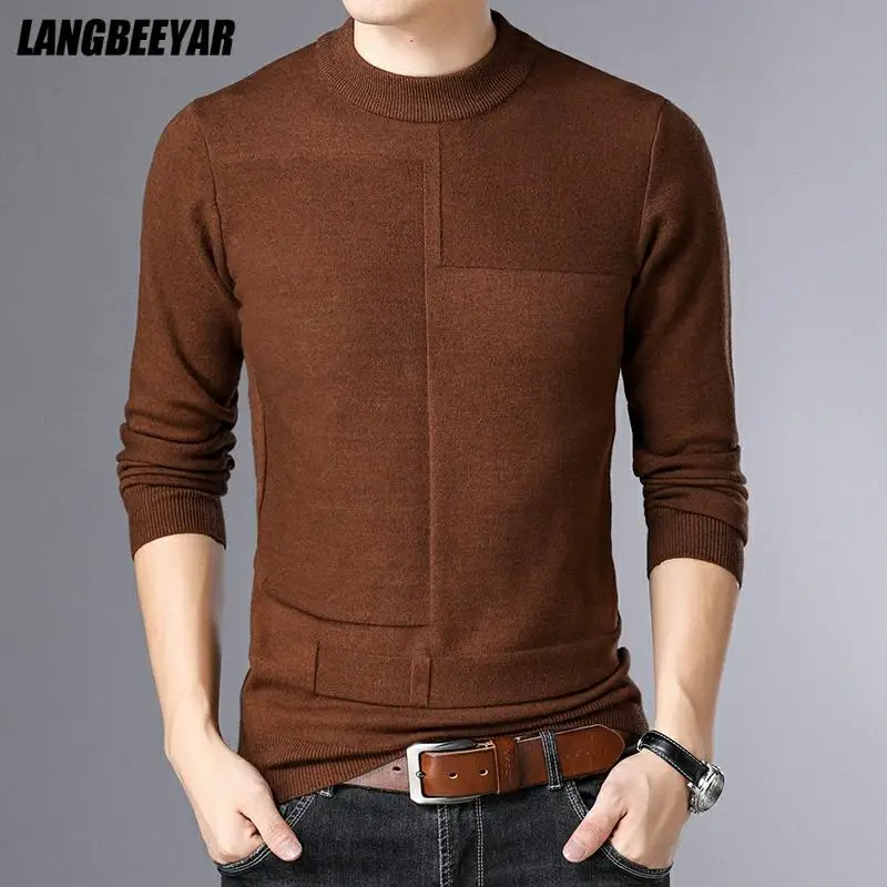 Top Quality New Brand Knit Pullover Crew Neck Sweater Autum Winter Solid Color Simple Casual Men Jumper Fashion Clothing 2022