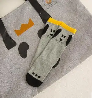 Детские носки для малышей в южнокорейском стиле с рисунком мышки, лисы, Тоторо хлопковые детские носки для мальчиков и девочек Теплые детские носки до колена - Цвет: Gray dog