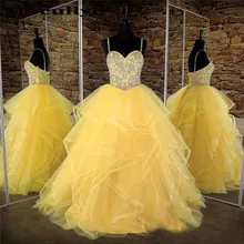 Mbcullyd блеск Расшитое бисером в честь пятнадцатилетия платье с юбкой из тюля; милое бальное платье 16 вечернее платье для выпускного вечера длинное платье Vestidos De 15 Anos