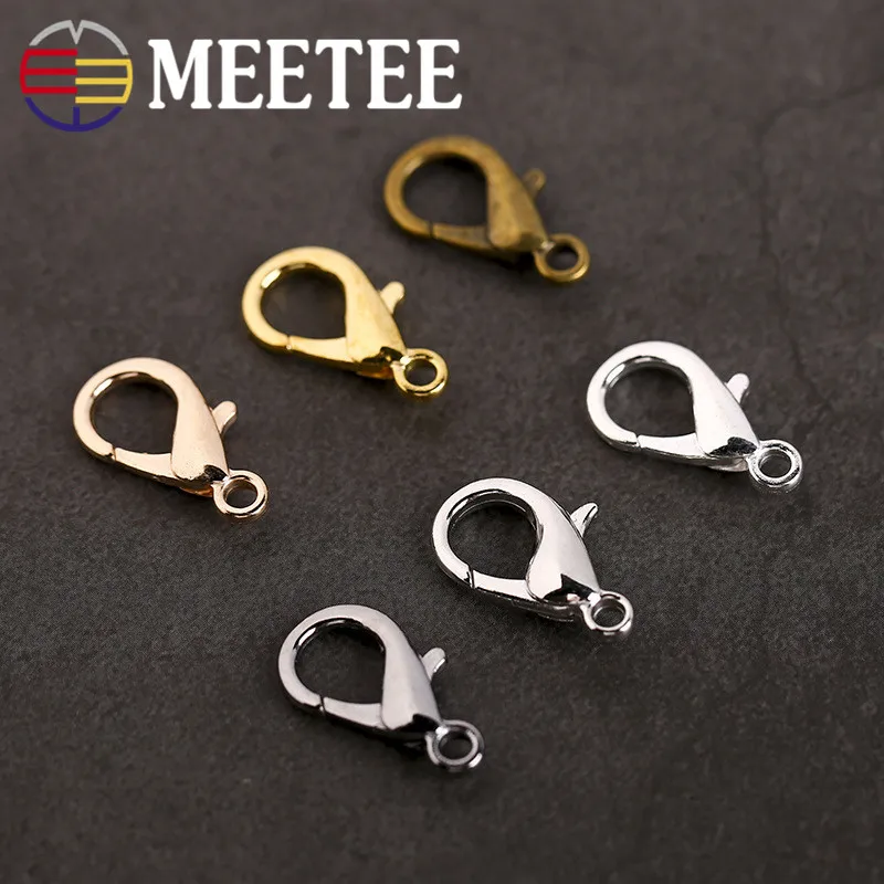 

Meetee 100pcs 5*10-11*21mm Multicolor Metal Lobster Clasps Buckle DIY Necklaces Bracelets Hook Hand Jewelry Hardware accessories