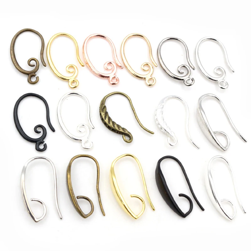 

10pcs 3-Styles High Quality Classic Bronze Gold Silver Plated Brass French Earring Hooks Wire Settings Base Settings Whole Sale